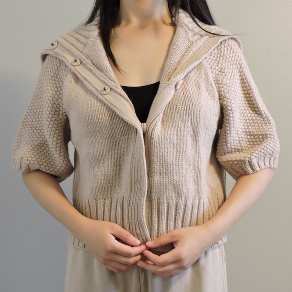 Ann Taylor Soft Neutral Pink Alpaca/Merino Wool Sweater Cardigan w/ Snap Close - Picture 4 of 12